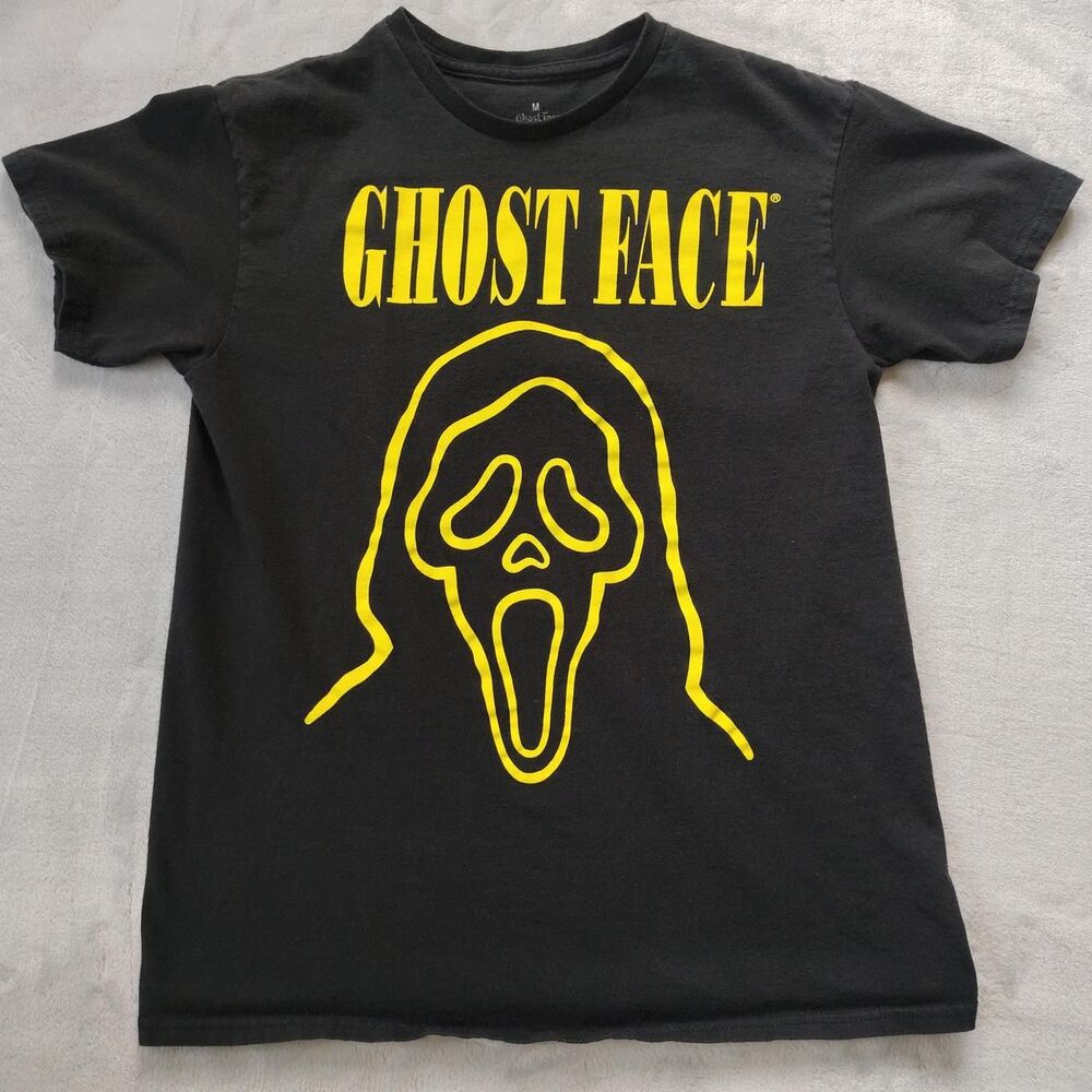 Ghostface Men's Black and Yellow T-shirt Size Medium